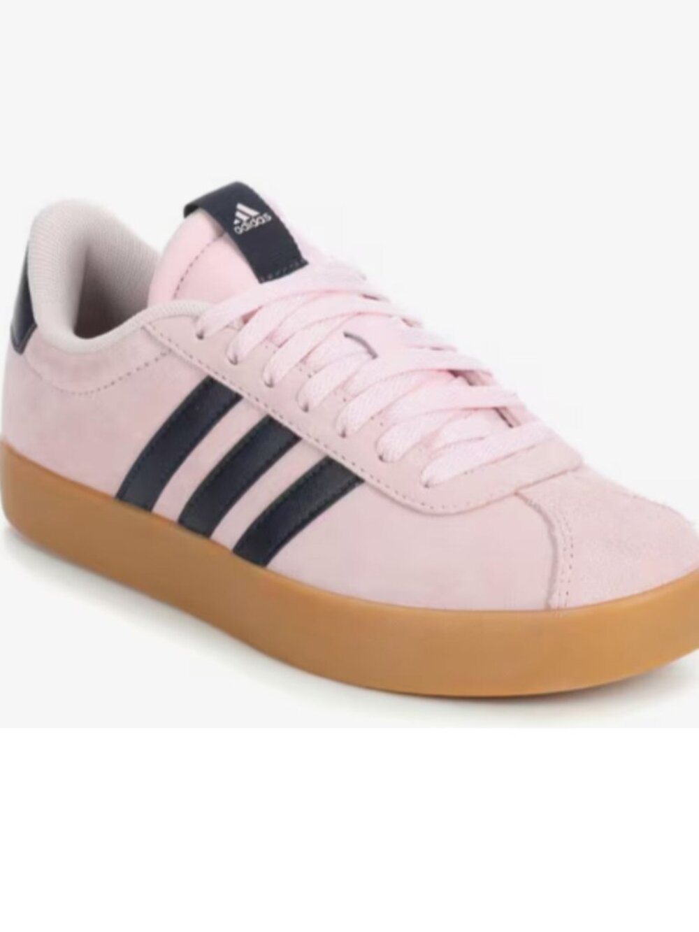 Adidas Pink Suede Sneakers, Navy Stripes